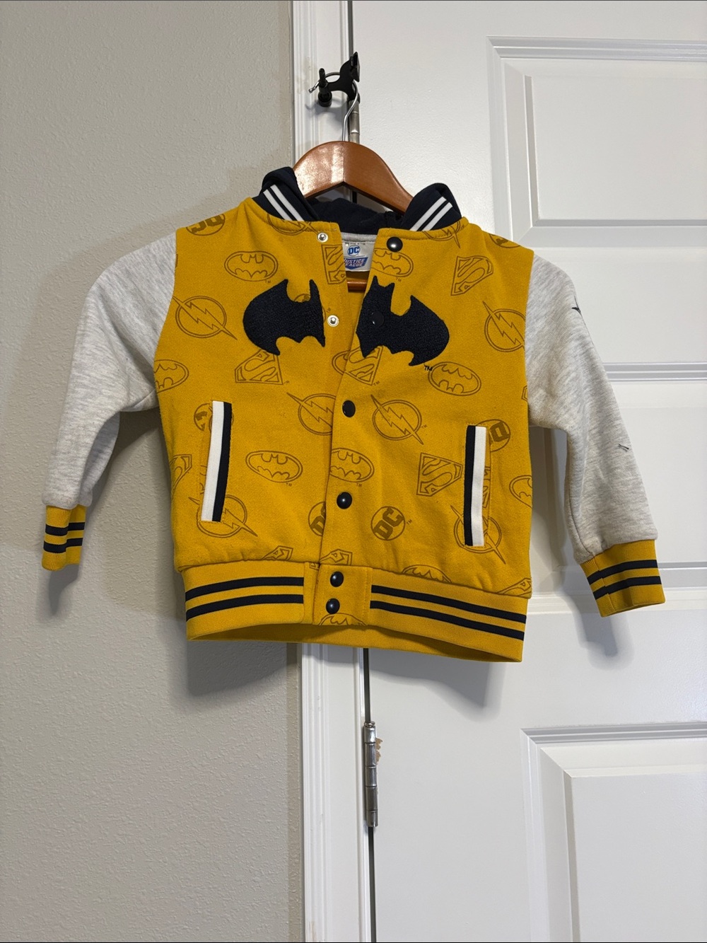 DC Kids' Yellow & Gray Batman Varsity Jacket